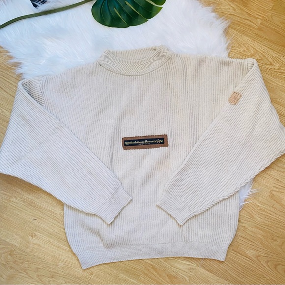 Point Zero Sweaters - Point Zero Vintage Cream Knit Sweater